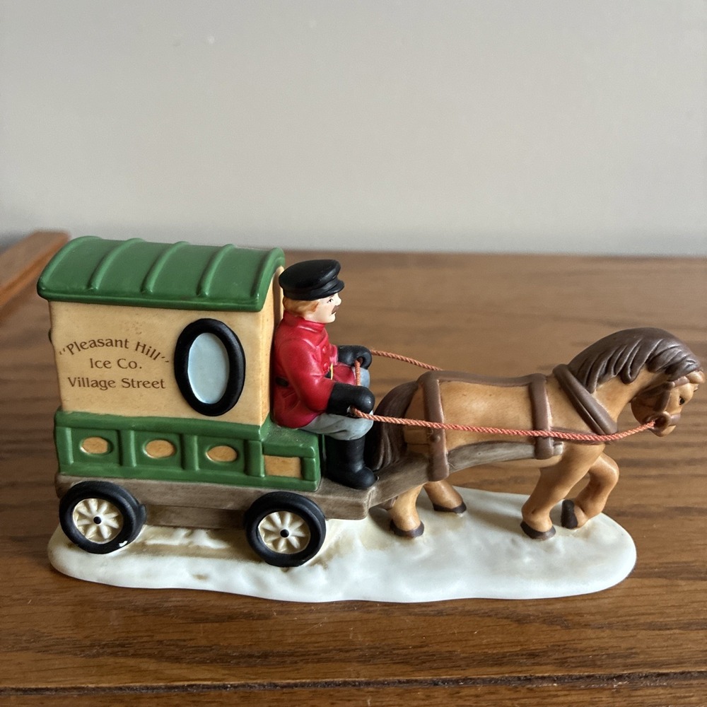 Home Interiors Christmas Village 5808-97 Horse & Cart Pleasant Hill Ice Co.
